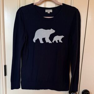 LOFT Navy Sweater with White Polar Bear Pair